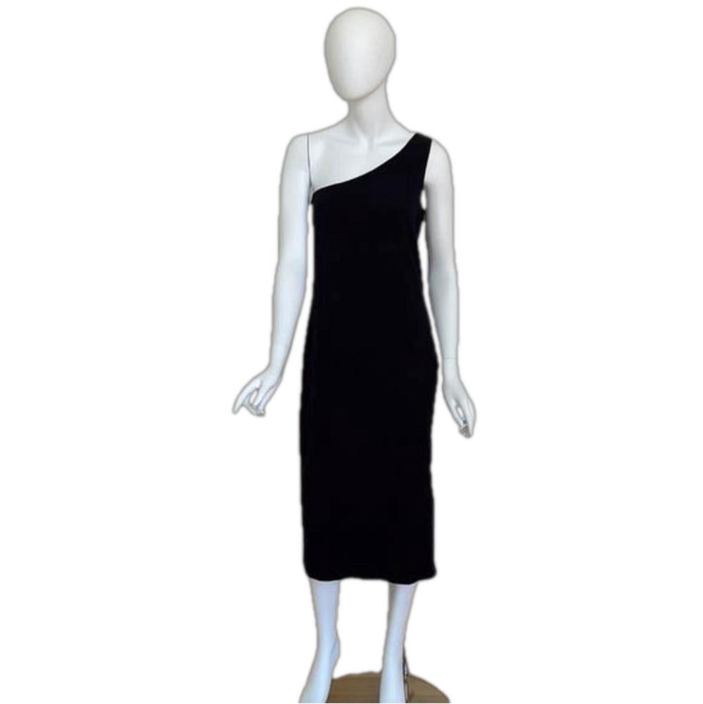 Banana Republic Black One shoulder ribbed midi dress Small Tall NWT